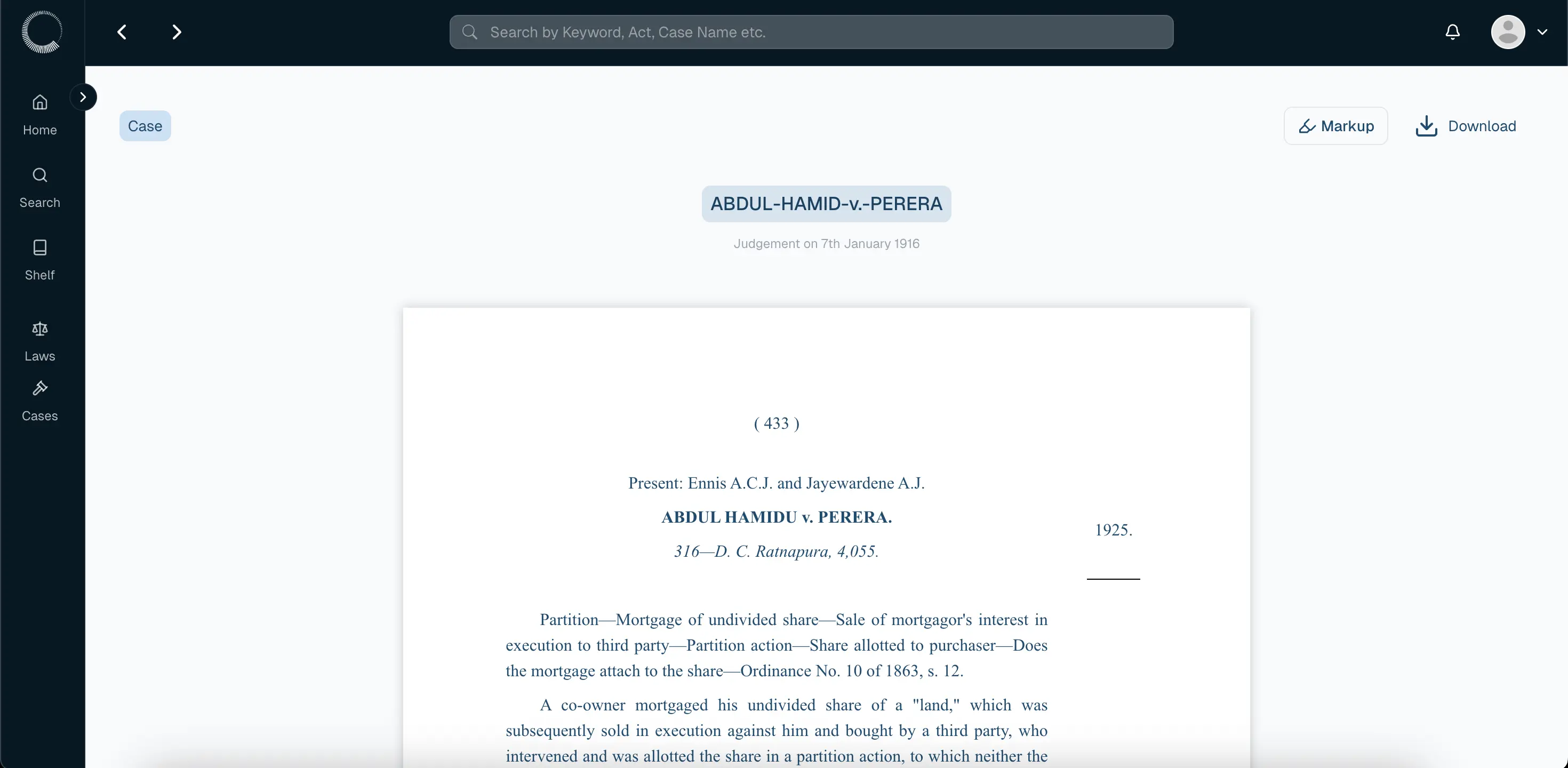 Judicial precedents feature