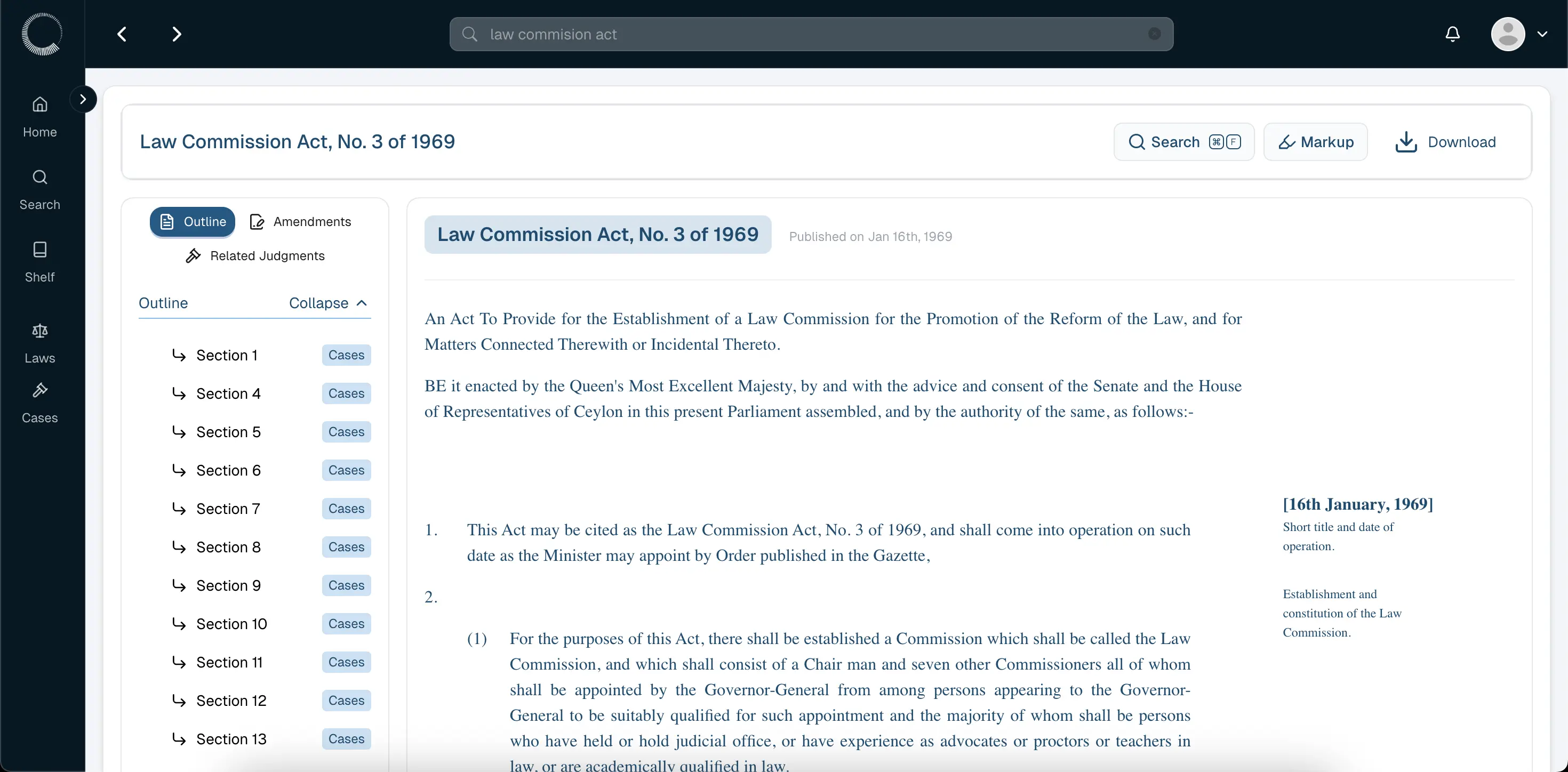 Legal Database Screenshot
